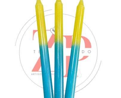 Vela Palito Bicolor Amarela e Azul Claro