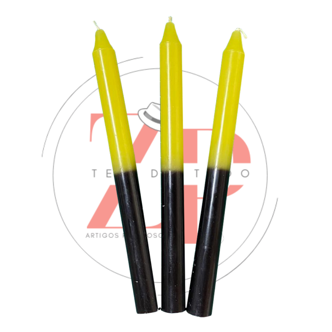 Vela Palito Bicolor Amarela e Preta