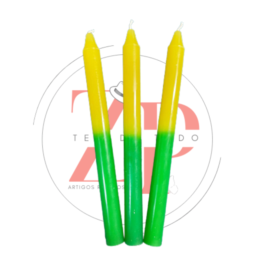 Vela Palito Bicolor Amarela e Verde