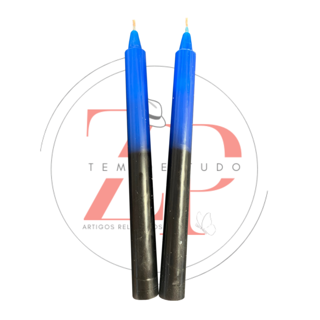 Vela Palito Bicolor Azul Escuro e Preta