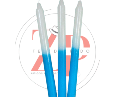 Vela Palito Bicolor Branca e Azul Claro