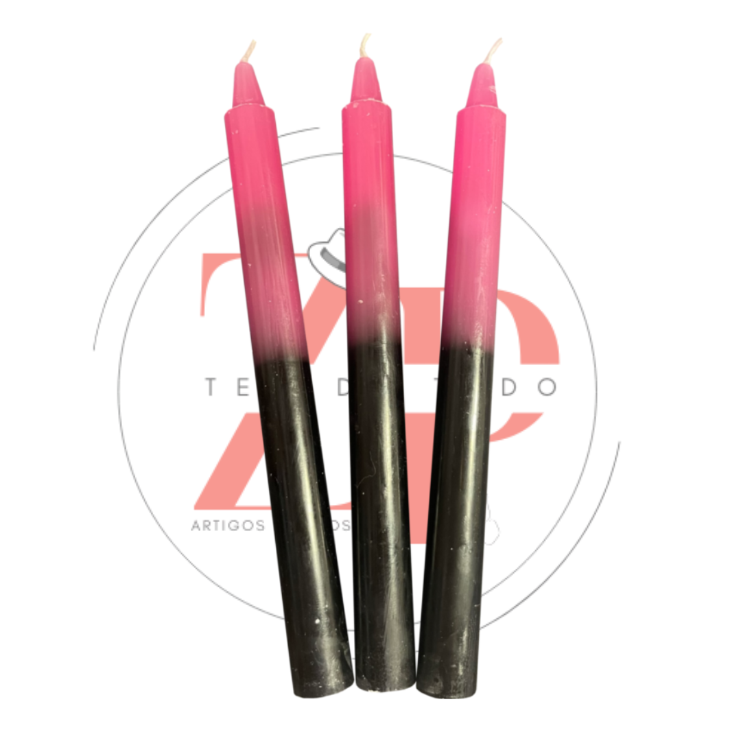 Vela Palito Bicolor Rosa e Preta