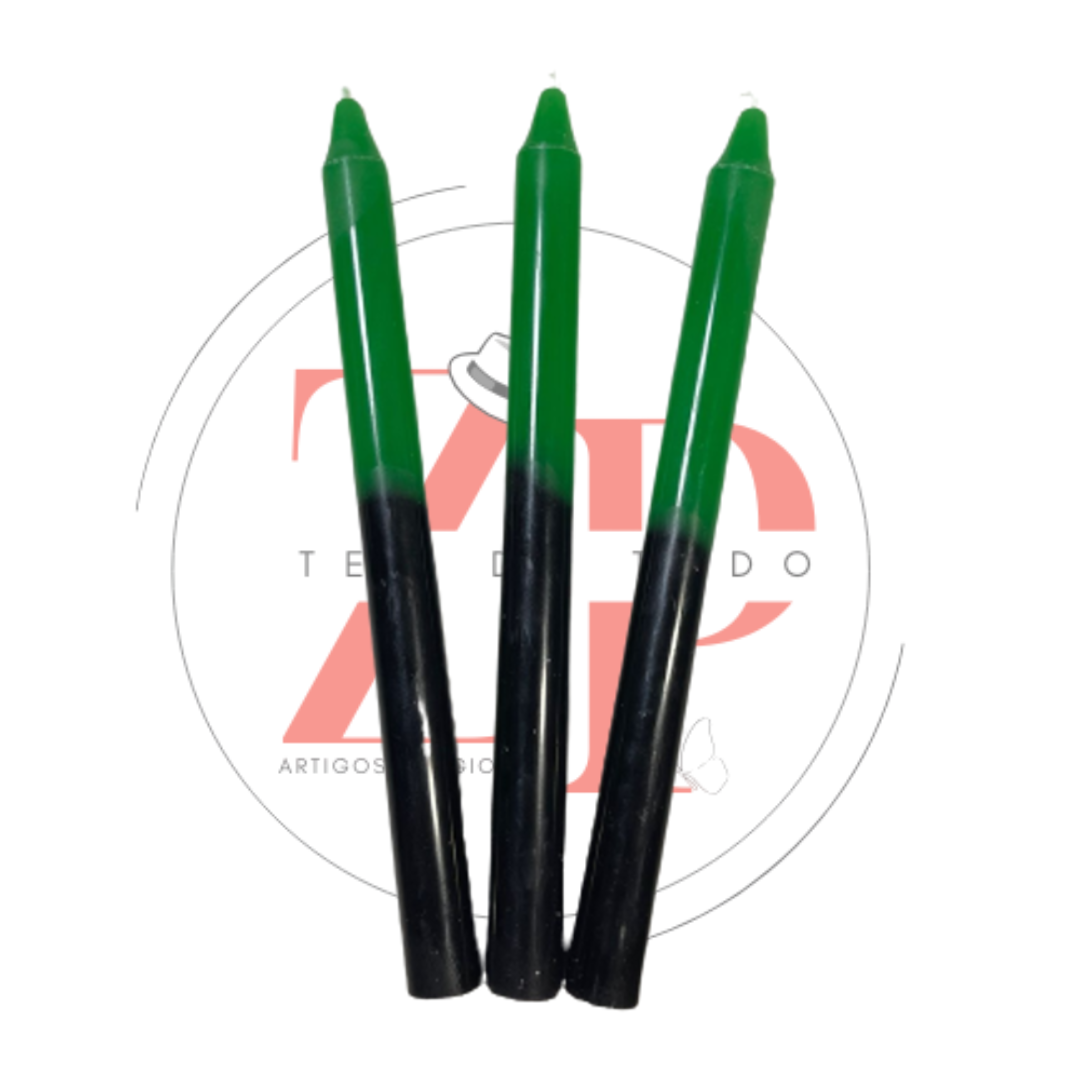 Vela Palito Bicolor Verde e Preta