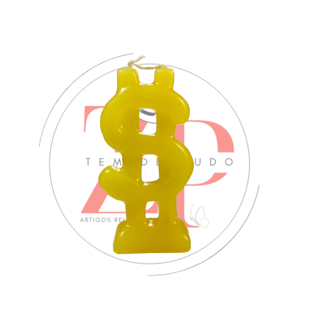 Vela Magia Cifrão Amarela