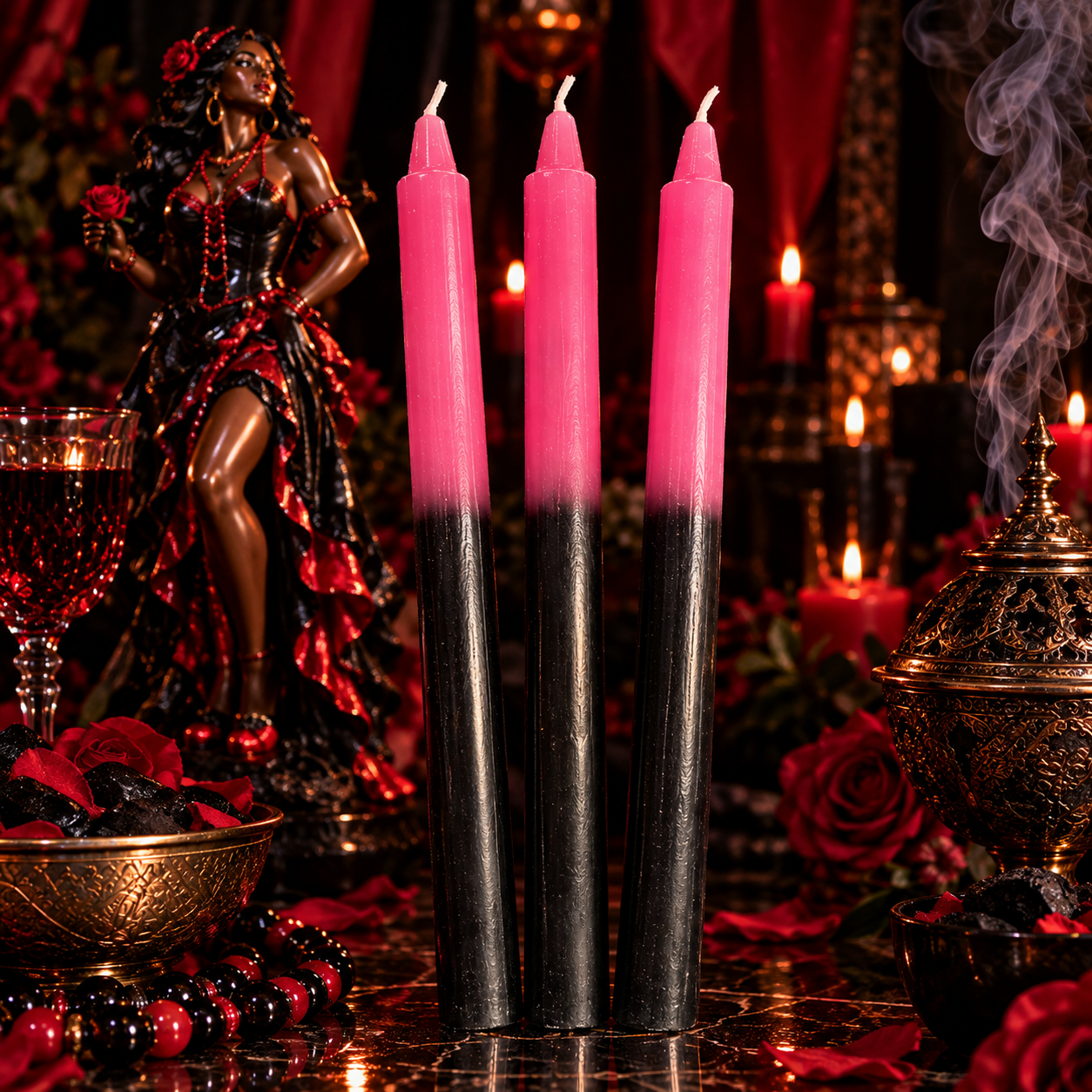 Vela Palito Bicolor Rosa e Preta - Imagem 3